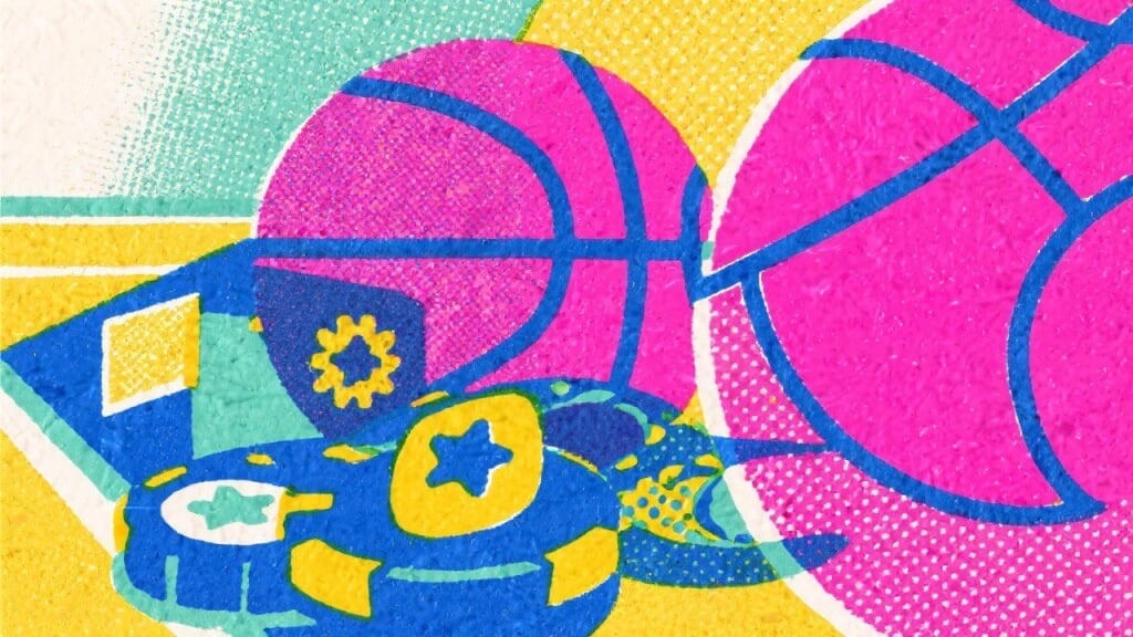 Abstract image illustrating the moral compromise in college basketball, depicting a shattered court as a chessboard to symbolize the risky decisions leading to corruption.