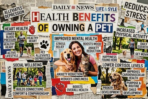 A visual collage illustrating the science of animal healing, showing how pets provide a calming effect for human mental health and addiction recovery.